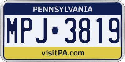 PA license plate MPJ3819