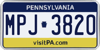 PA license plate MPJ3820