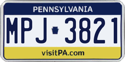 PA license plate MPJ3821