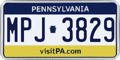 PA license plate MPJ3829