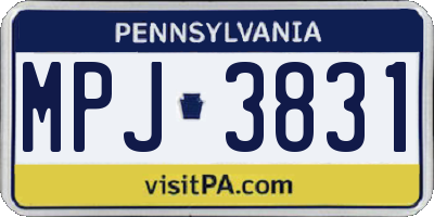 PA license plate MPJ3831