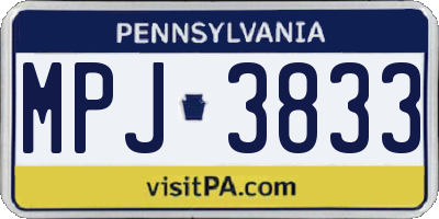 PA license plate MPJ3833