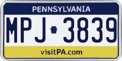PA license plate MPJ3839