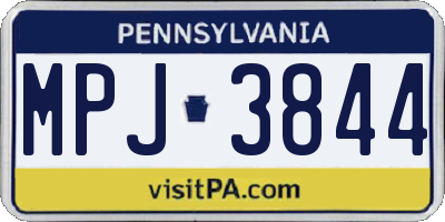 PA license plate MPJ3844