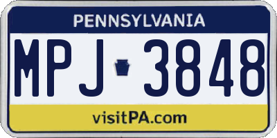 PA license plate MPJ3848