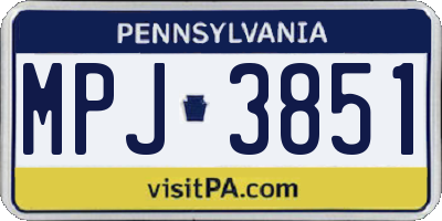 PA license plate MPJ3851