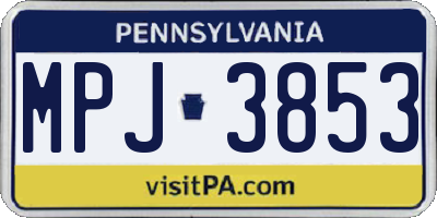 PA license plate MPJ3853