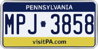 PA license plate MPJ3858