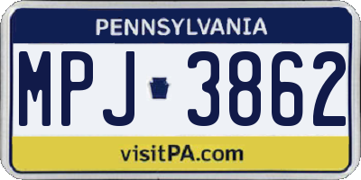 PA license plate MPJ3862