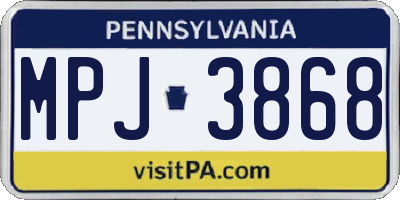 PA license plate MPJ3868