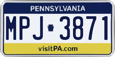 PA license plate MPJ3871