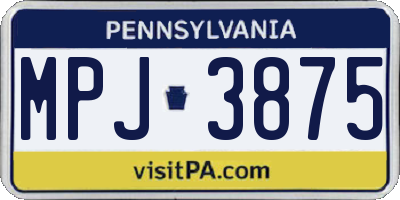 PA license plate MPJ3875