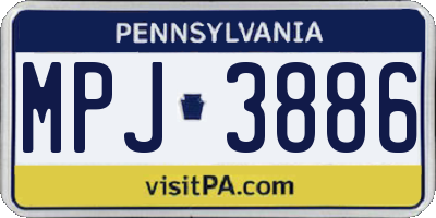 PA license plate MPJ3886