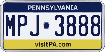 PA license plate MPJ3888