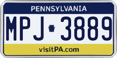 PA license plate MPJ3889