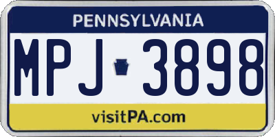 PA license plate MPJ3898