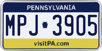 PA license plate MPJ3905