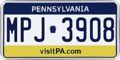 PA license plate MPJ3908