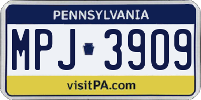 PA license plate MPJ3909
