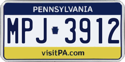 PA license plate MPJ3912