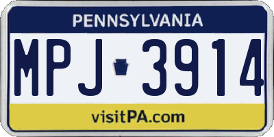 PA license plate MPJ3914