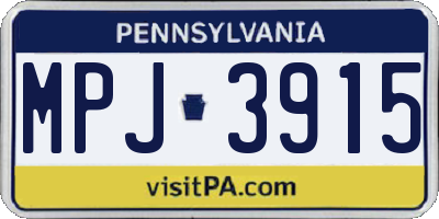 PA license plate MPJ3915