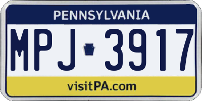 PA license plate MPJ3917