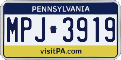 PA license plate MPJ3919