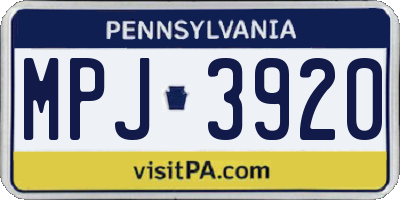 PA license plate MPJ3920