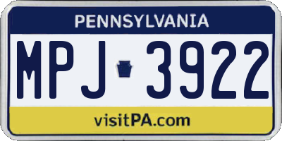 PA license plate MPJ3922