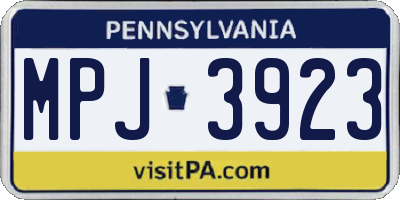 PA license plate MPJ3923