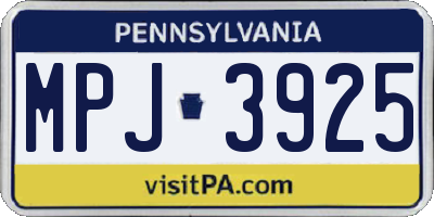 PA license plate MPJ3925