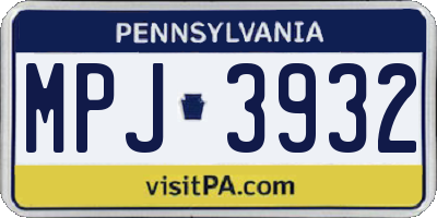PA license plate MPJ3932