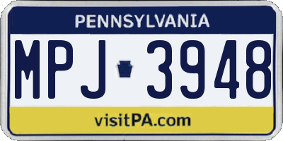 PA license plate MPJ3948