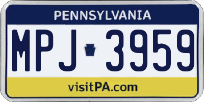 PA license plate MPJ3959