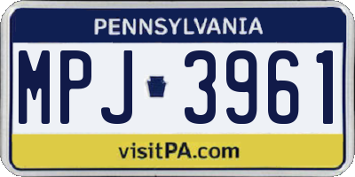 PA license plate MPJ3961