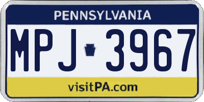 PA license plate MPJ3967