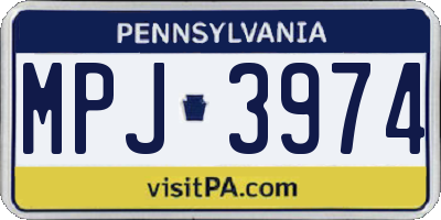 PA license plate MPJ3974