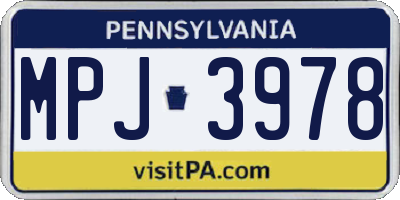 PA license plate MPJ3978