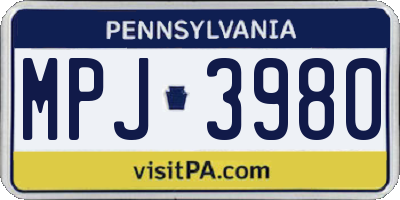 PA license plate MPJ3980