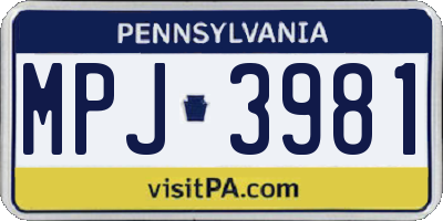 PA license plate MPJ3981