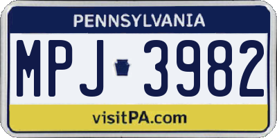 PA license plate MPJ3982