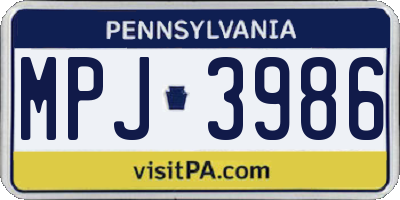 PA license plate MPJ3986