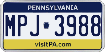 PA license plate MPJ3988