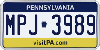 PA license plate MPJ3989