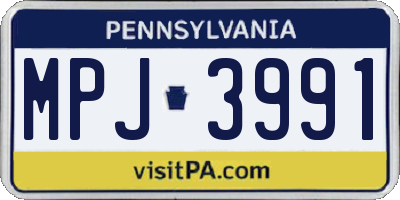 PA license plate MPJ3991
