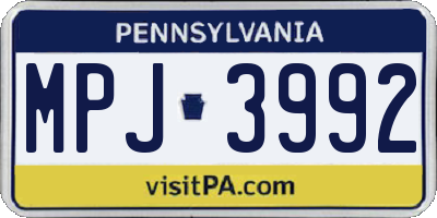 PA license plate MPJ3992