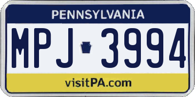 PA license plate MPJ3994