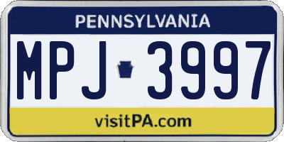 PA license plate MPJ3997