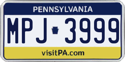 PA license plate MPJ3999